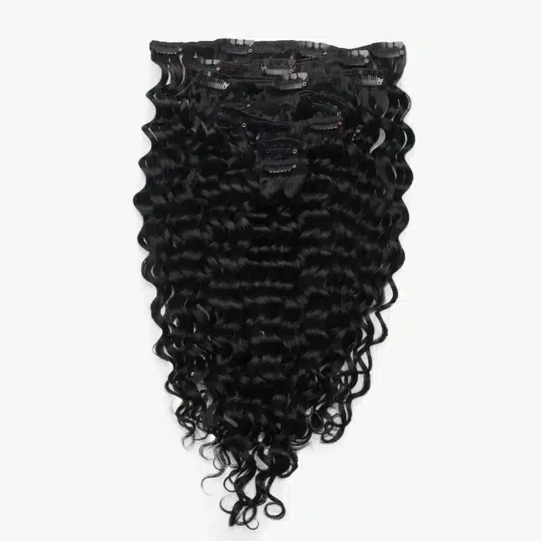 Extensions à clip 100% cheveux humains. Bouclés, 120g. Longueur 30cm.