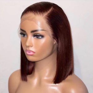 Peluca de pelo natural lisa caoba